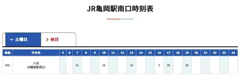 JR亀岡駅バス運行表